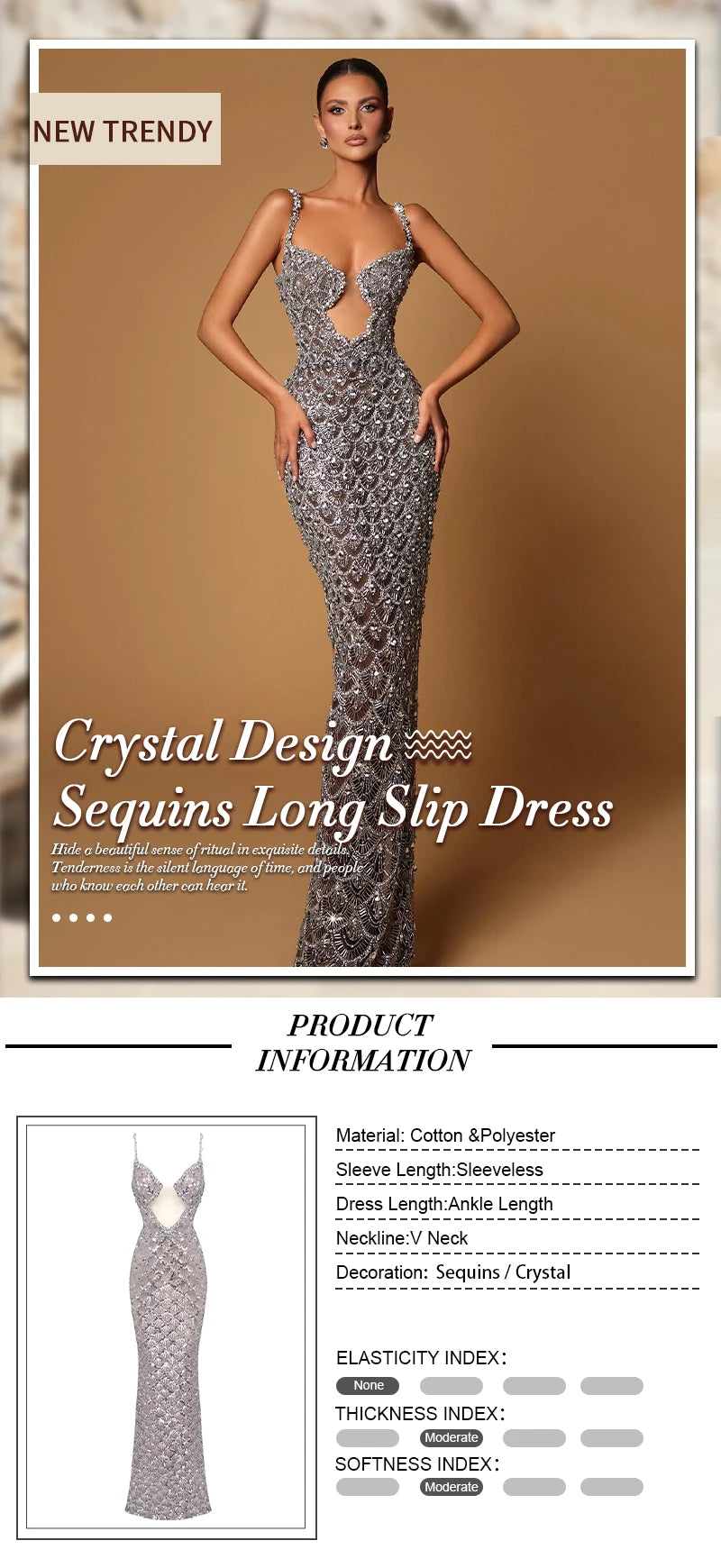 Silver Sequin Plunge Backless Maxi Dress