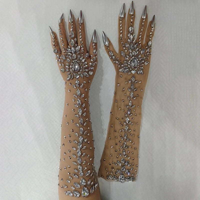 Rhinestone Stretch Performance Gloves