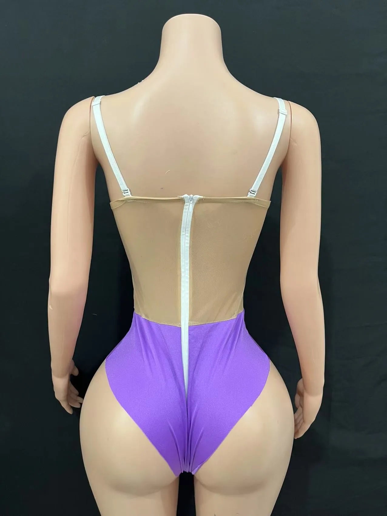 Multi-Colored Triangle Halter Bodysuit & Stage Performance Dancewear
