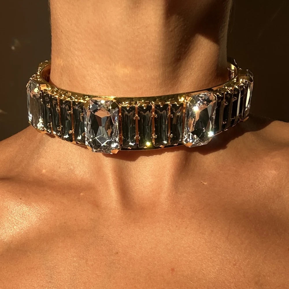 Oversized Square Rhinestone Choker