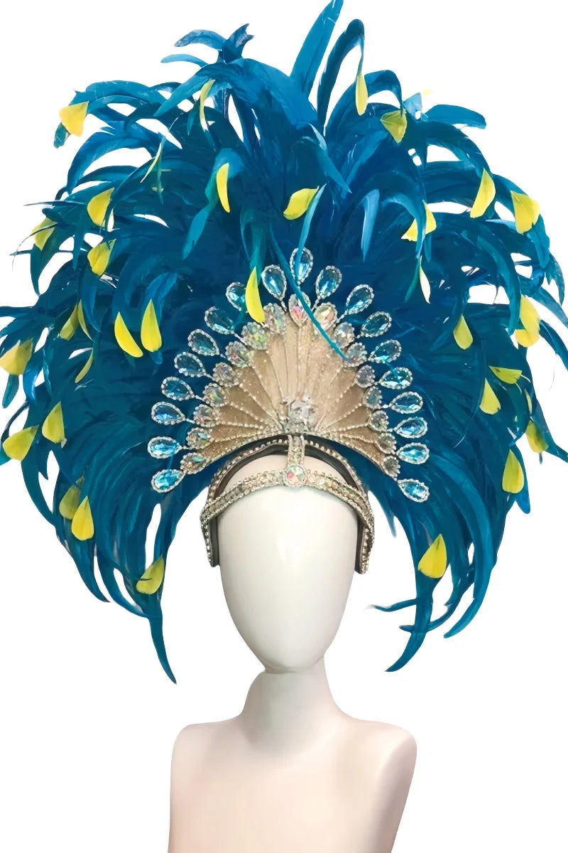 Feather headdress samba costume carnival halloween party bar performance hat makeup dance wings parade