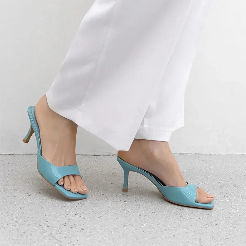 Women High Heel Square Open Toe Sandals