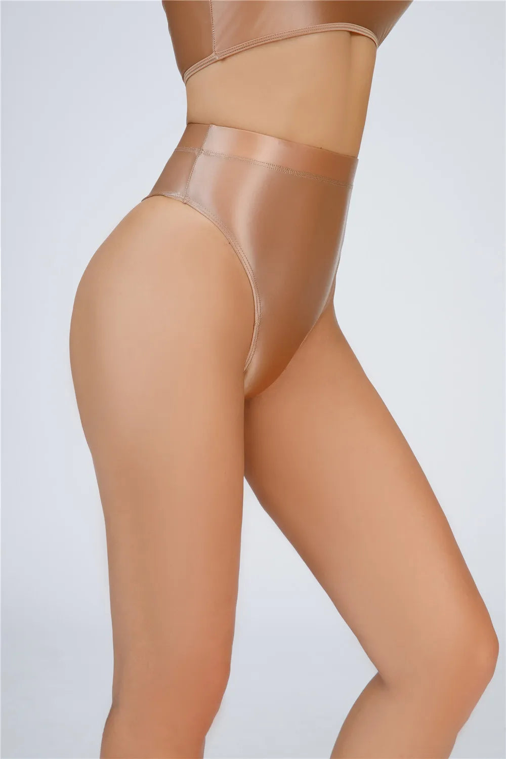 Sexy Women Shiny High Waist G-string Sheer Yoga Shaper Sexy Brief Candy Color Elastic T-Back Oil Glossy Thong UnderWear Dance