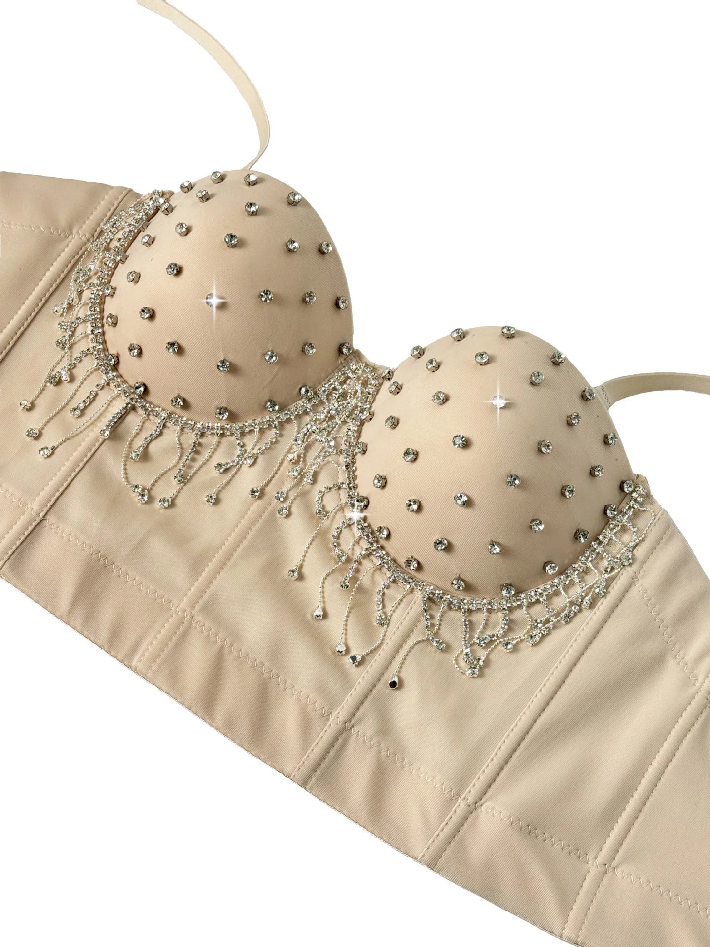 Diamond Tassel Rhinestone Bustier Corset Crop Top Evening Stage Bralette