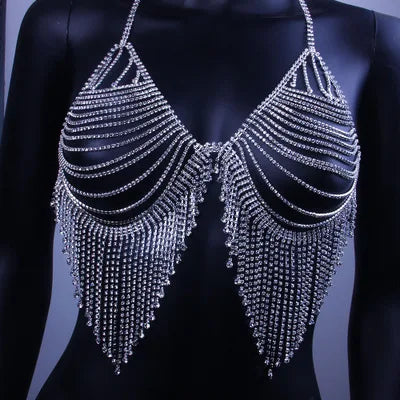 Teardrop Crystal Tassel Bra & Waist Jewelry