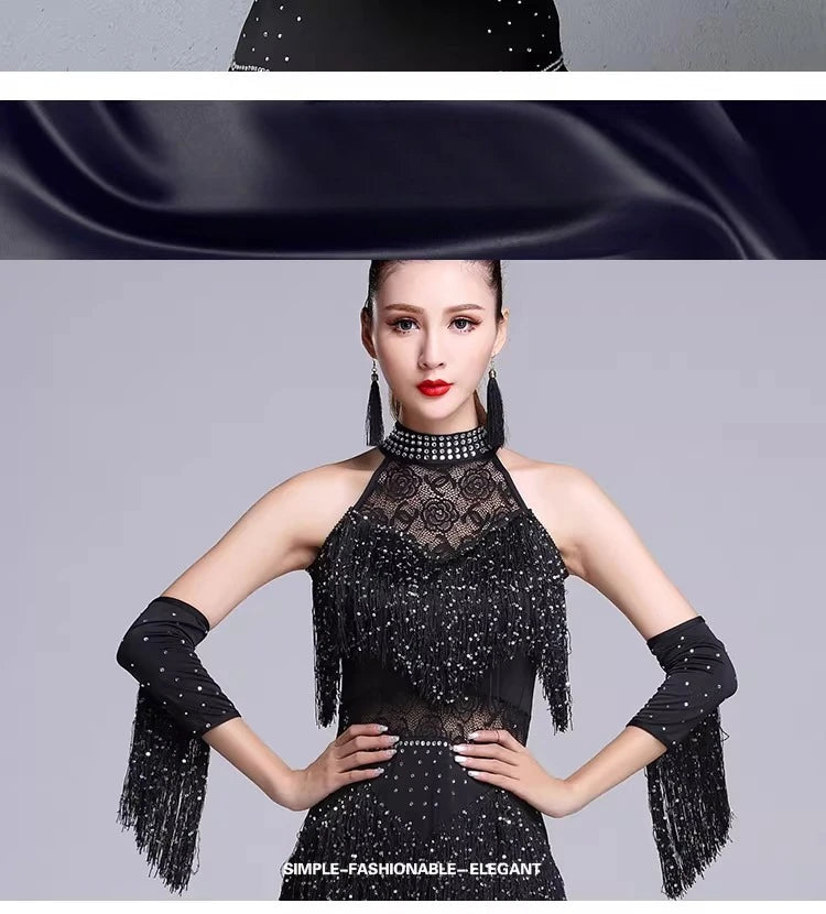 Rhinestone Fringe Dance Sleeves & Accessory Options
