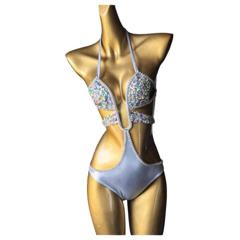 Dazzling Beaded Chest Harness & Bikini Body Jewelry Set