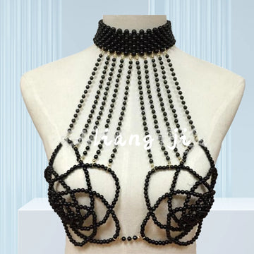 Handmade Pearl Shoulder Harness & Waist Bikini Body Chain Jewelry