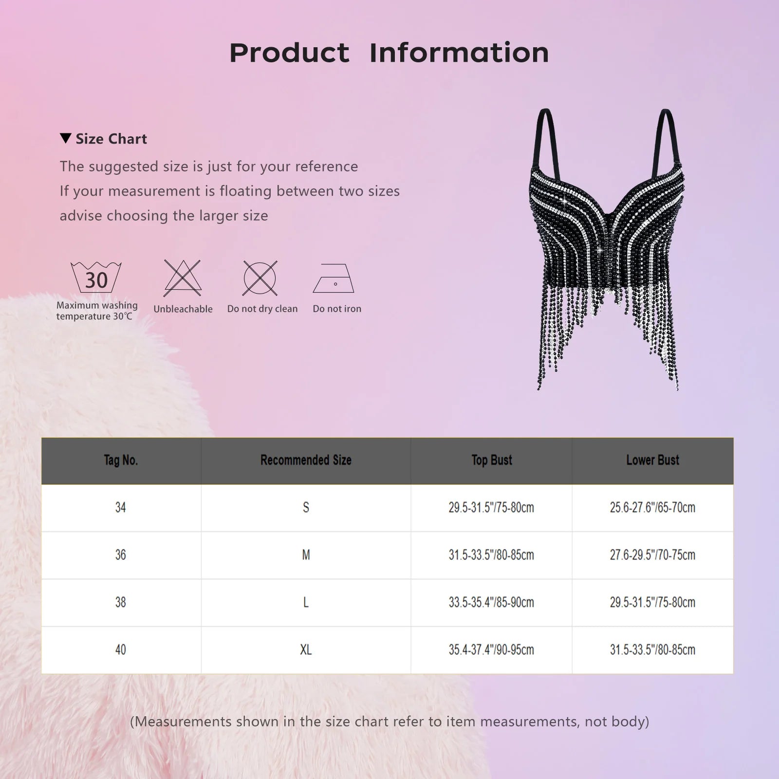 Rhinestone & Bead Tassel Push-Up Underwire Bustier Crop Top