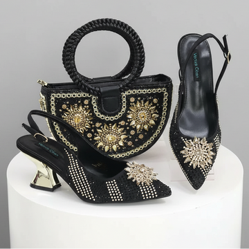 Italian Design Evening Bag Paired with Handmade Petal Shoes