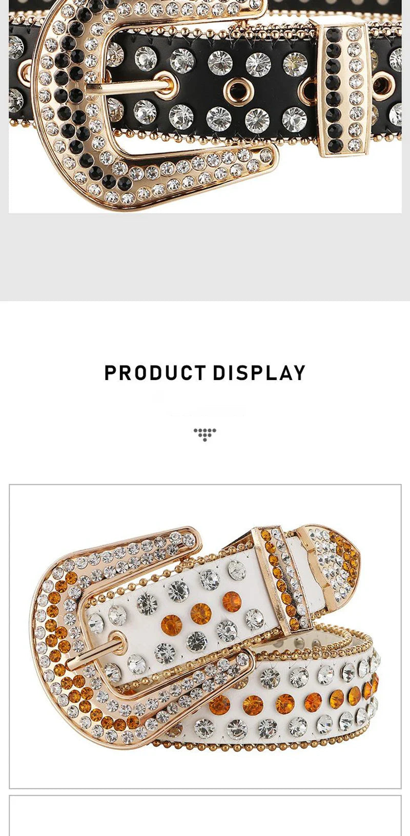 Gem Studded Western Style Fashion Buckle Belt