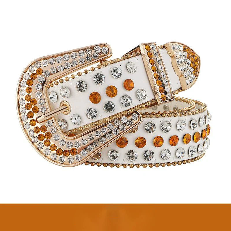 Gem Studded Western Style Fashion Buckle Belt