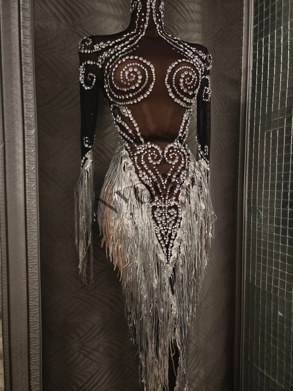 Sparkly Rhinestone Sequin Tassel Dress – Women's Sexy Birthday, Stage & Dance Performance Costume