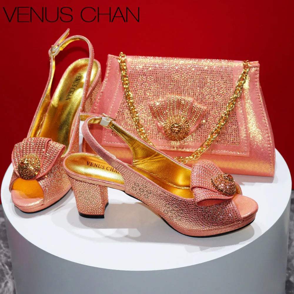 Italian Fashion Design High Heels Shoes and Bag Set