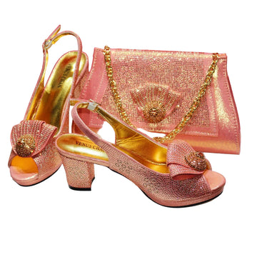 Peep Toe Shoes Matching Bag Set