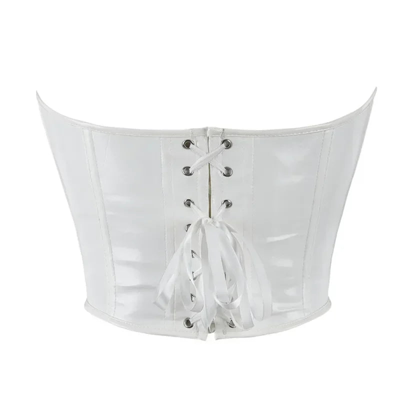 Shiny PVC PU Leather Bustier Corset Crop Top Body Shaper Vest