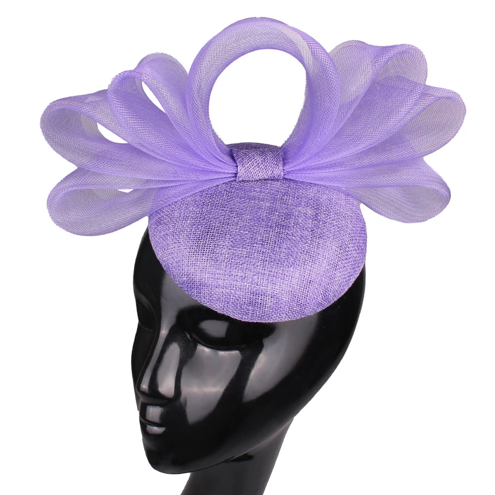 18cm Elegant Sinamay Bow Fascinator Hairpin Kentucky Derby Cocktail Hat Headpiece