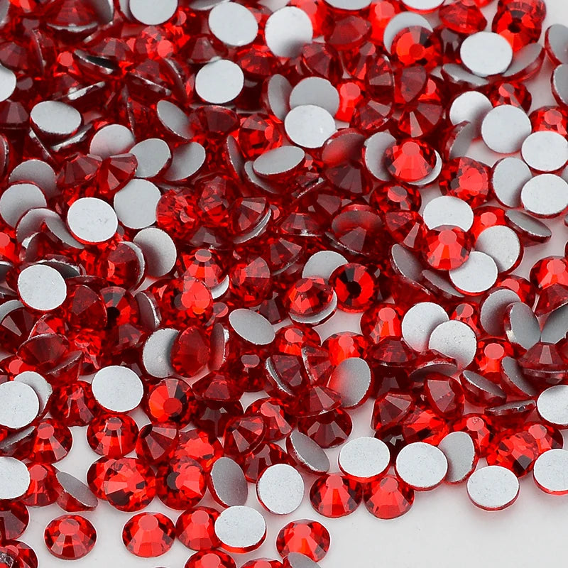 SS3-SS30 Red Series Hotfix Glass Flat-Back Rhinestones