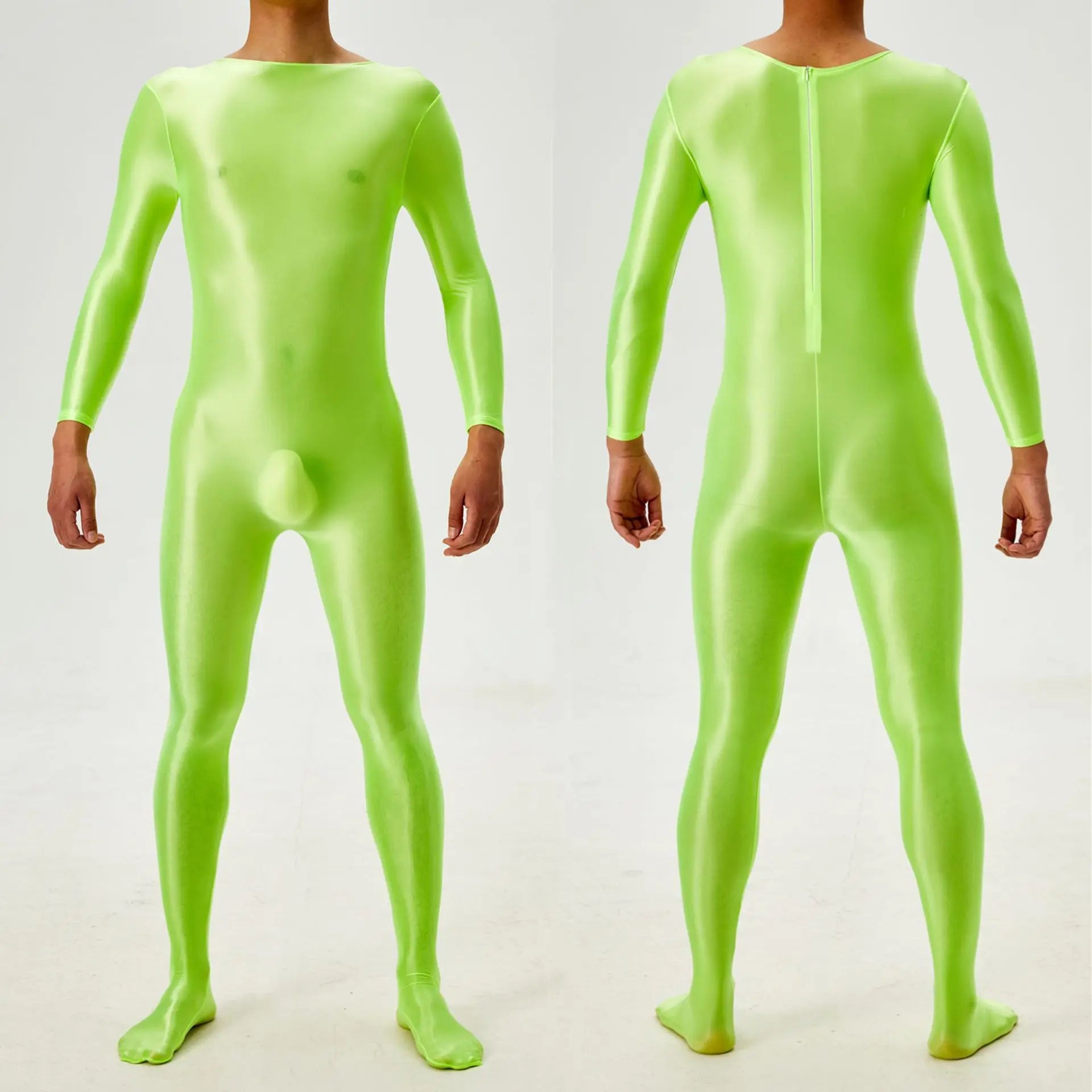 Sexy Candy Color Oil Glossy Shiny Shapping Bodysuit Stain Smooth Sheer See Through Sexy Tights Elastic Fitness Leotard