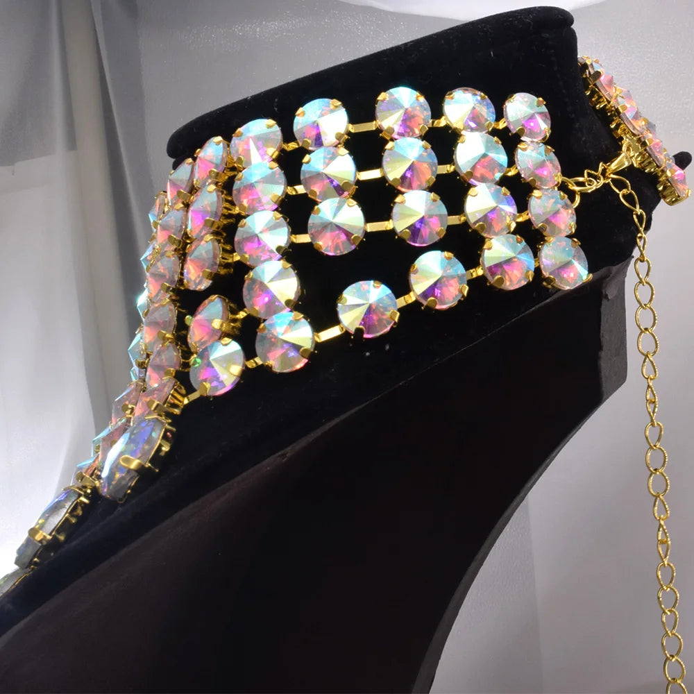 Oversized Crystal Gemstone Statement Choker Necklace Drag Queen Pageant Jewelry