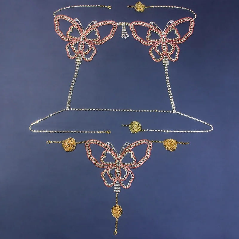 Butterfly Rhinestone Bra & Brief Body Jewelry