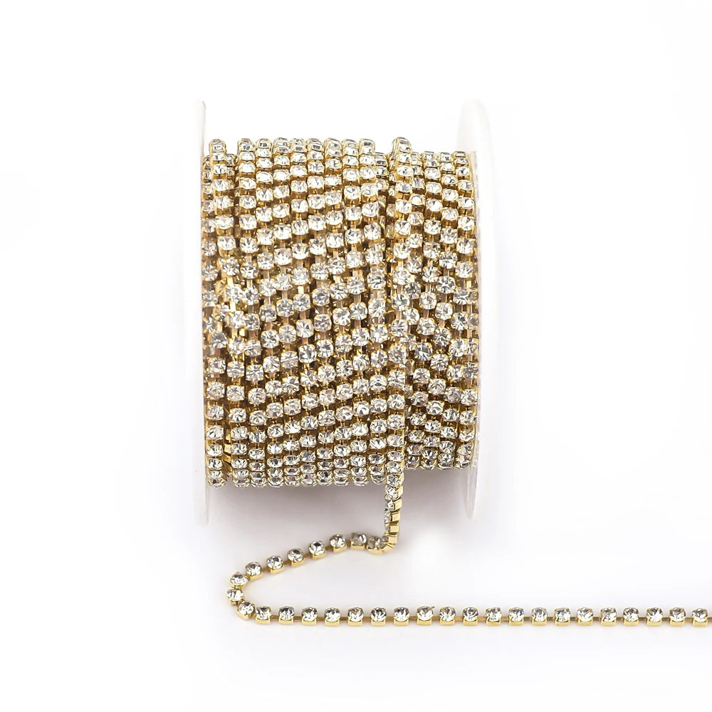 The Stardust Prism Stream – Premium Glass Crystal Close Rhinestone Cup Chain Trim