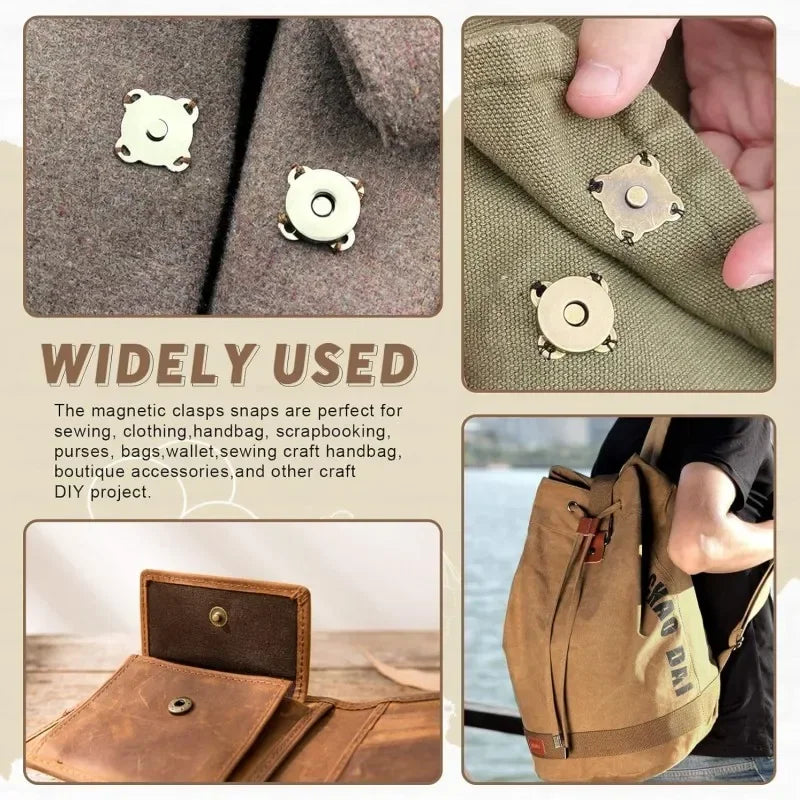 Magnetic Snap Fastener Clasps & Buttons for Bags, Purses & DIY Crafts