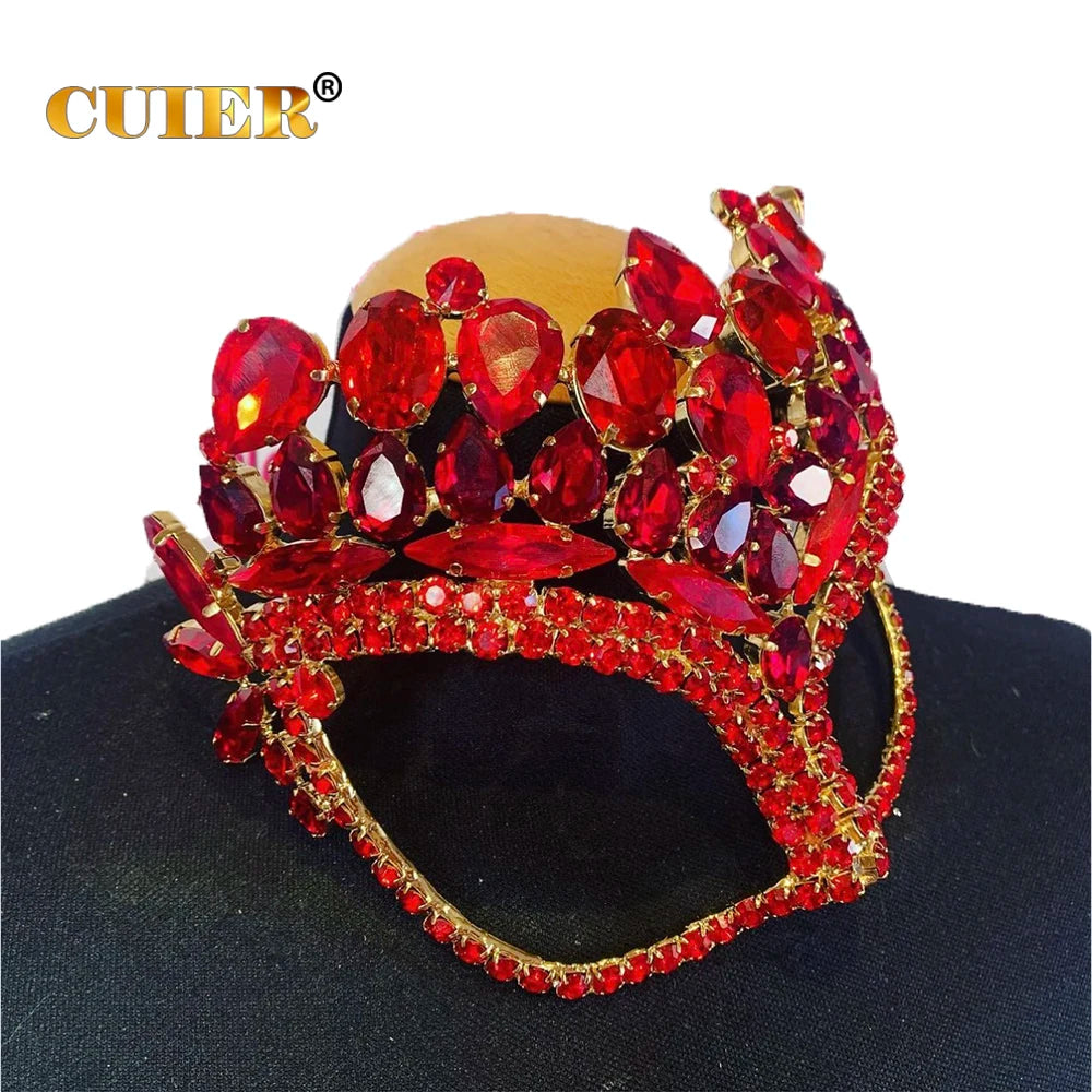 CUIER Amazing Bright Red Color Female Mask Face Jewelry Women Halloween Christmas Party Masque