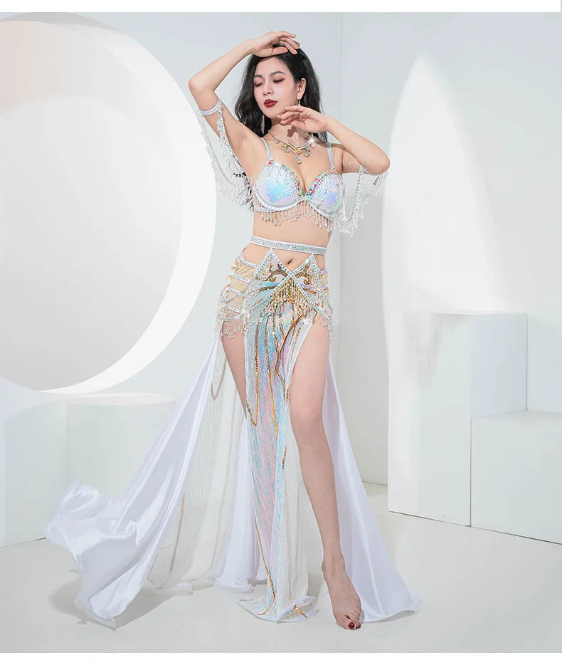 Luxury Sequin Embroidered Crystal Beaded Belly Dance Competition Set