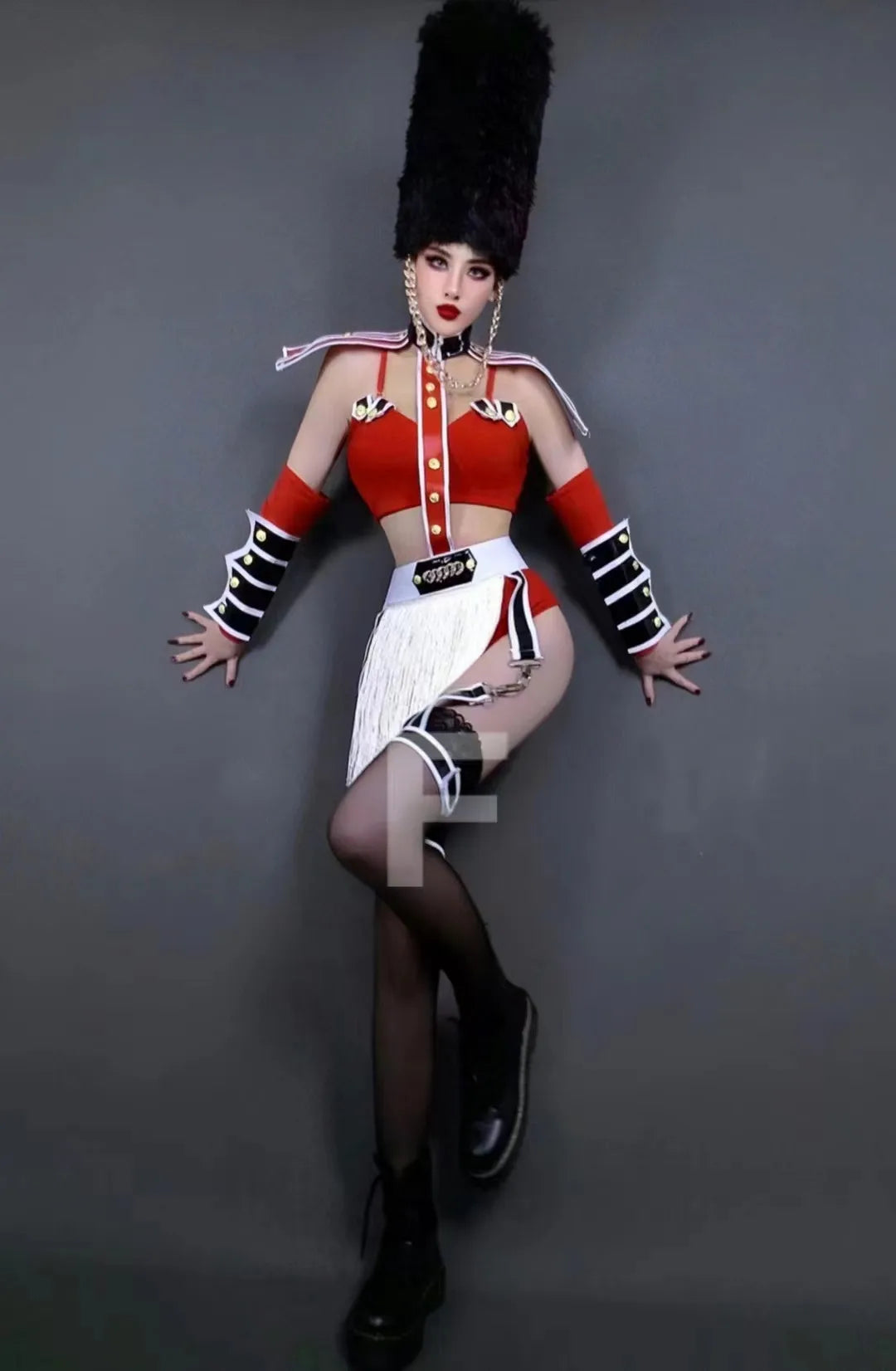 Bar Nightclub DJ DS Gogo Dance Costume Women Dancer Team Stage Party Rave Outfits Military Style Performance Drag Queen Costume