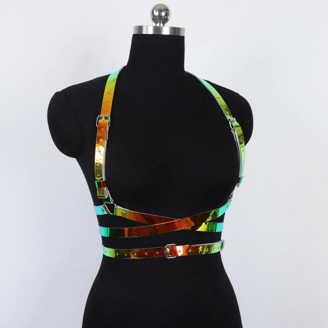 Faux Leather Harness Belt Chain