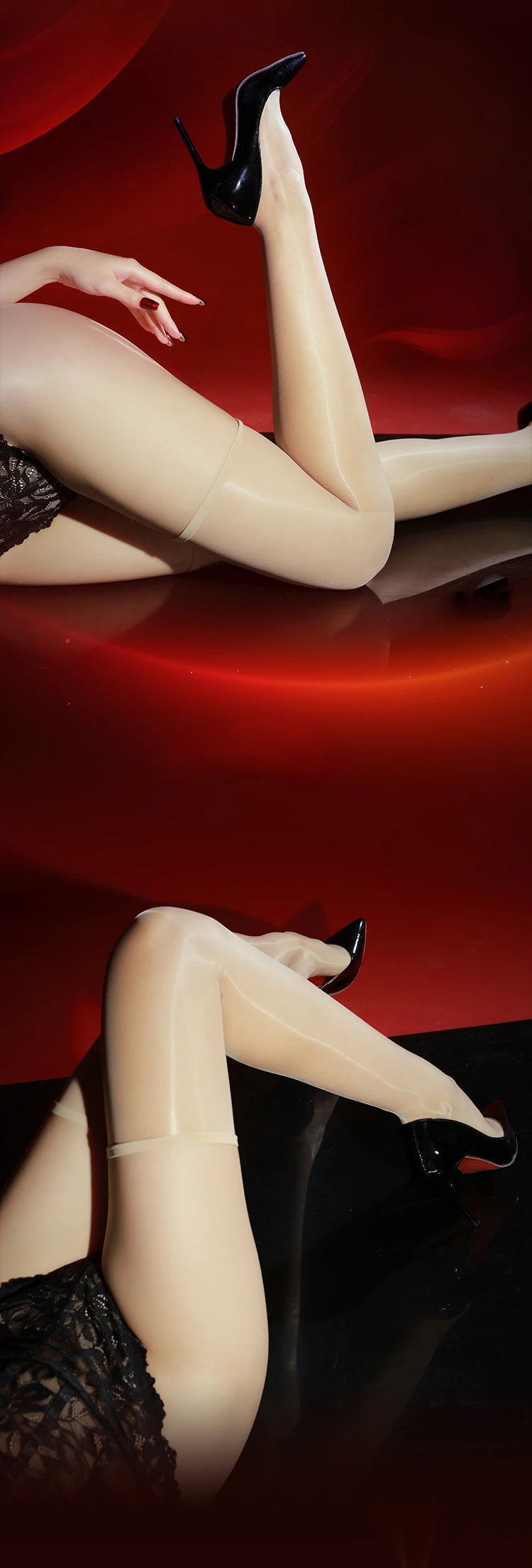 Sexy Women 0D Thin 640 PIN Short Socks Oil Glossy Shiny Smooth Maid Stockings Knee High Socks Shiny Lingerie Elastic Stockings