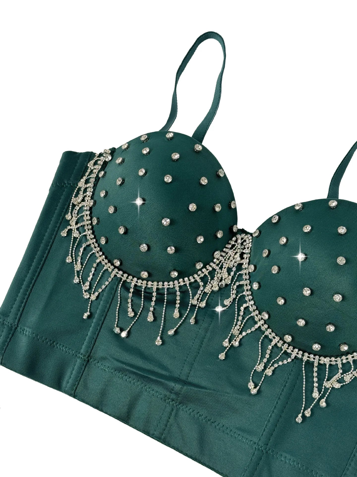 Diamond Tassel Rhinestone Bustier Corset Crop Top Evening Stage Bralette