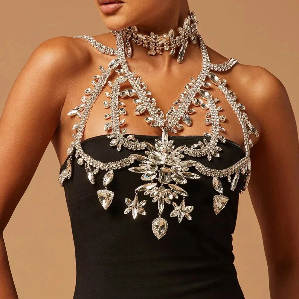 Rhinestone Costume Chest Chain