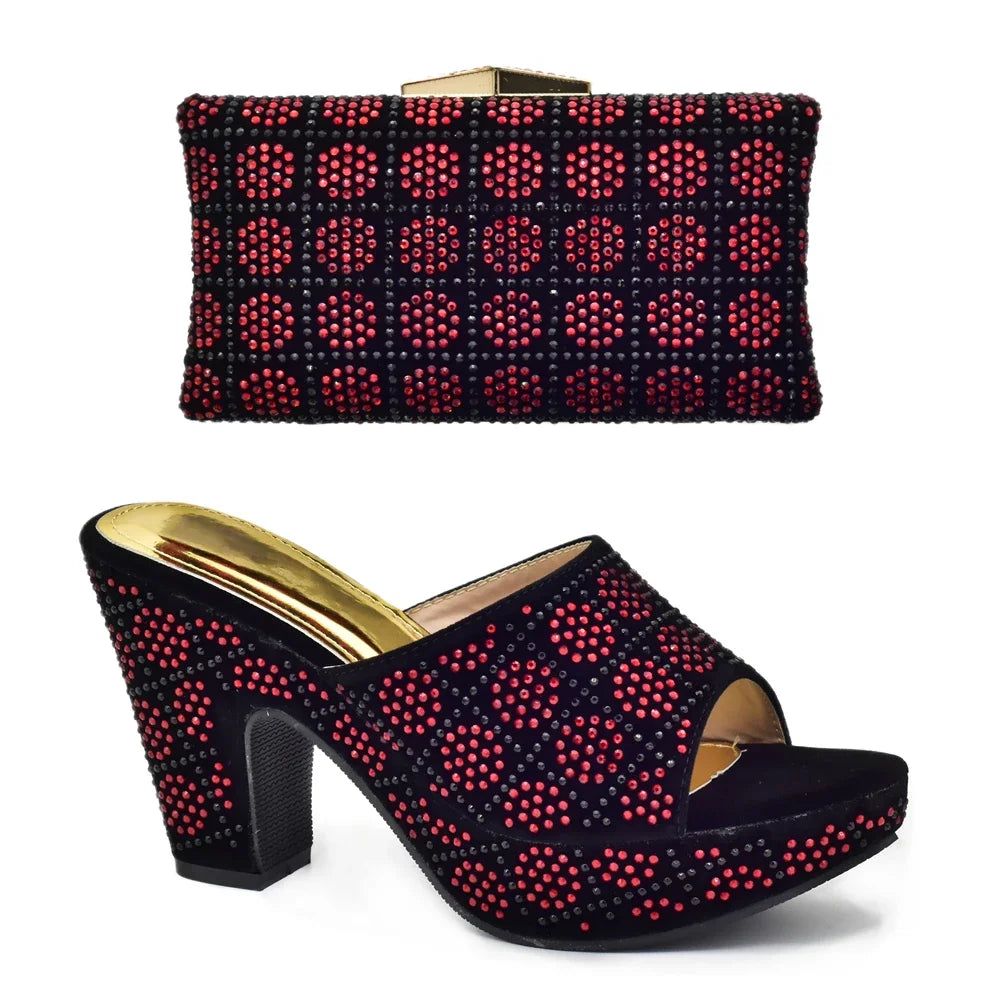 Italian Rhinestone Shoes and Bag Matching Set