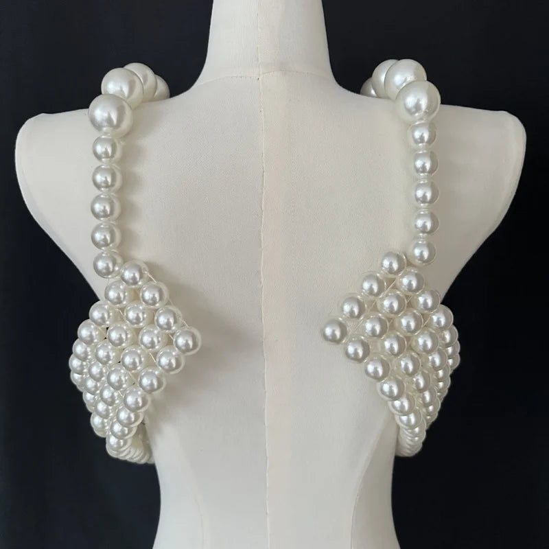 Pearl-Look Beaded Halter Bra Body Chain