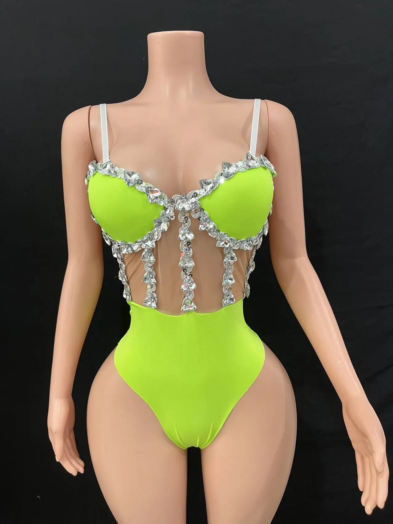 Multi-Colored Triangle Halter Bodysuit & Stage Performance Dancewear