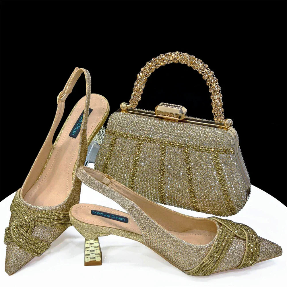 Rhinestone Shoes and Bag Set