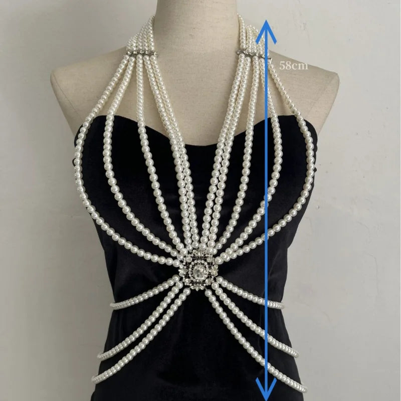 Pearl-Look Beaded Bra Body Chain