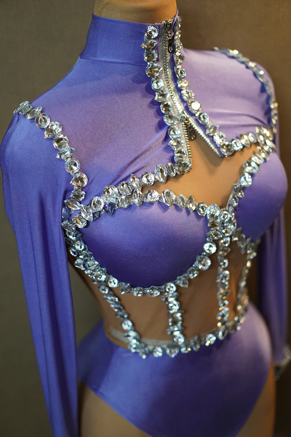 Crystal Tube Top, High-Waist Shorts & Bolero Jacket 3-Piece Performance Costume Set