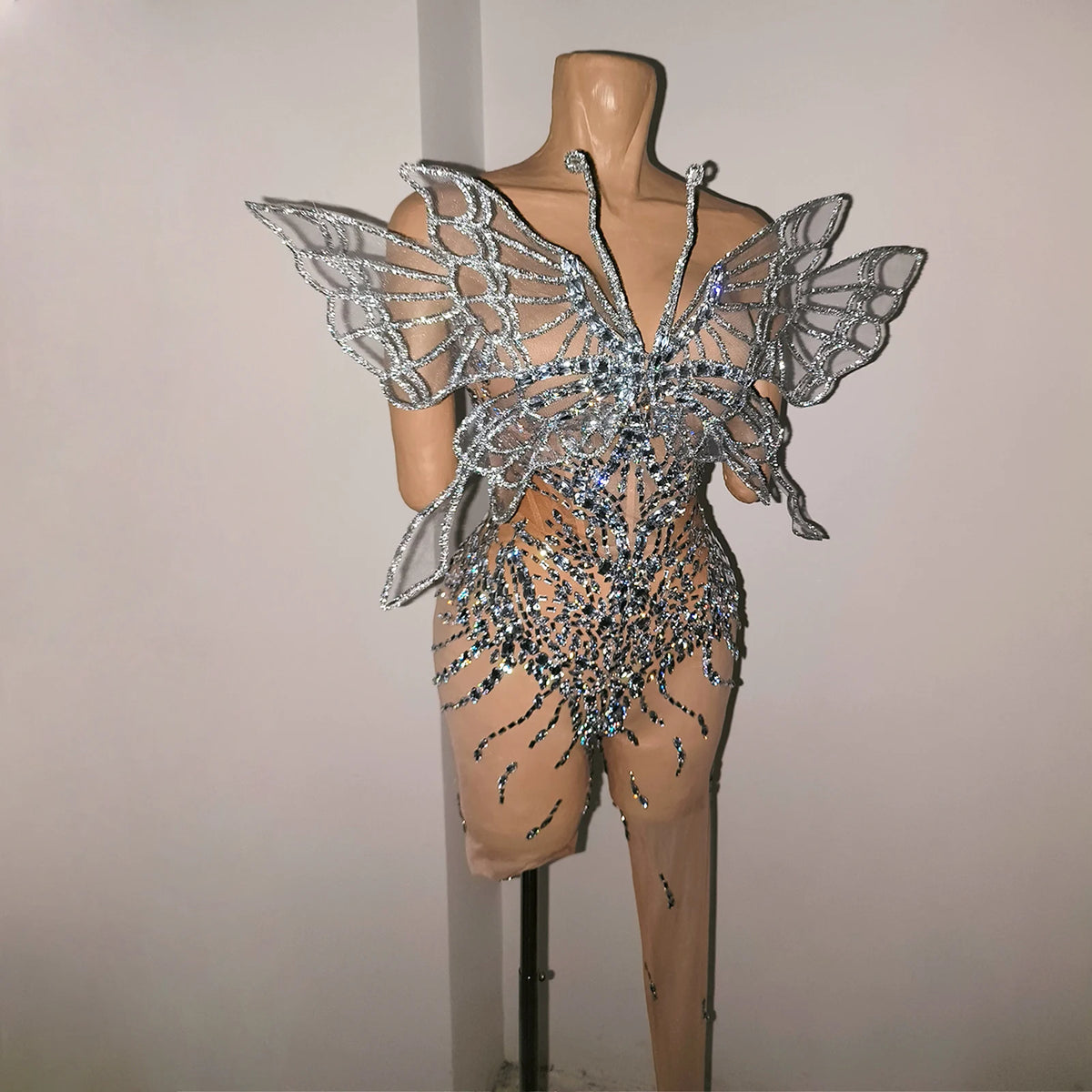 High-End Festival Fairy Butterfly Jumpsuit Wing Water Diamond Birthday Party Nightclub Dance Costume Stage
