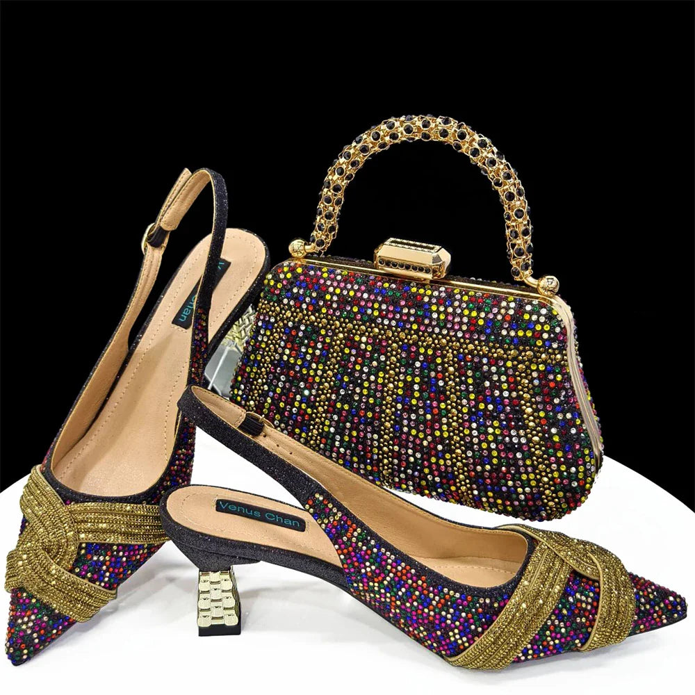 Rhinestone Shoes and Bag Set