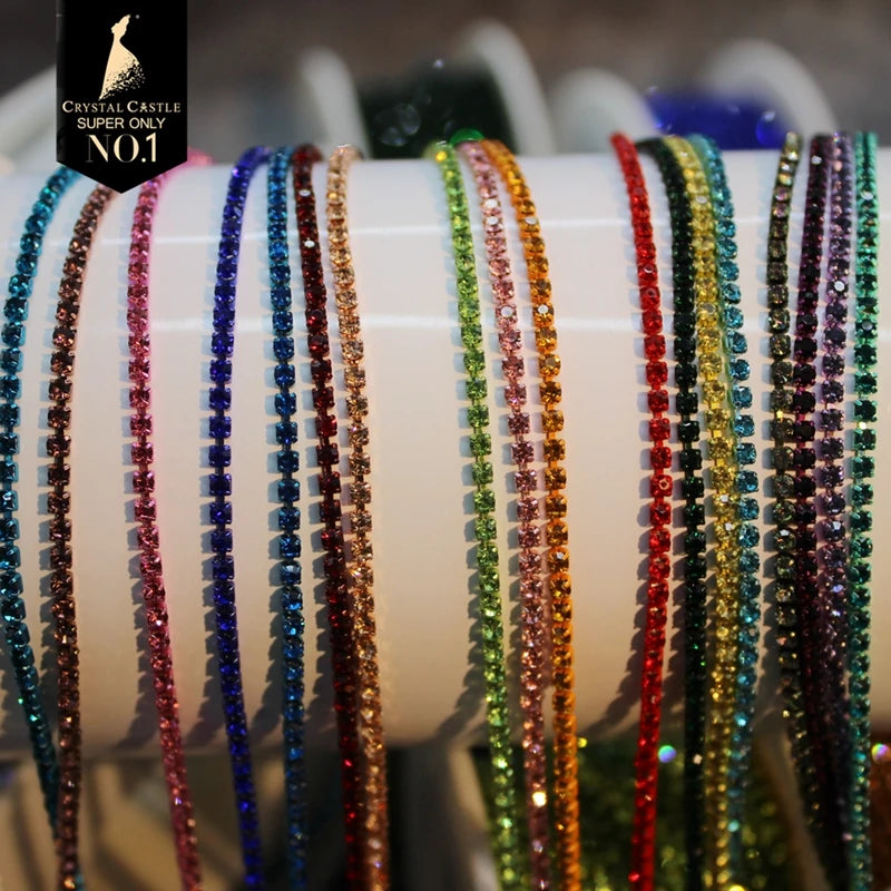 The Stardust Spectrum Stream – Premium Color-Matched Glass Crystal Rhinestone Cup Chain Trim