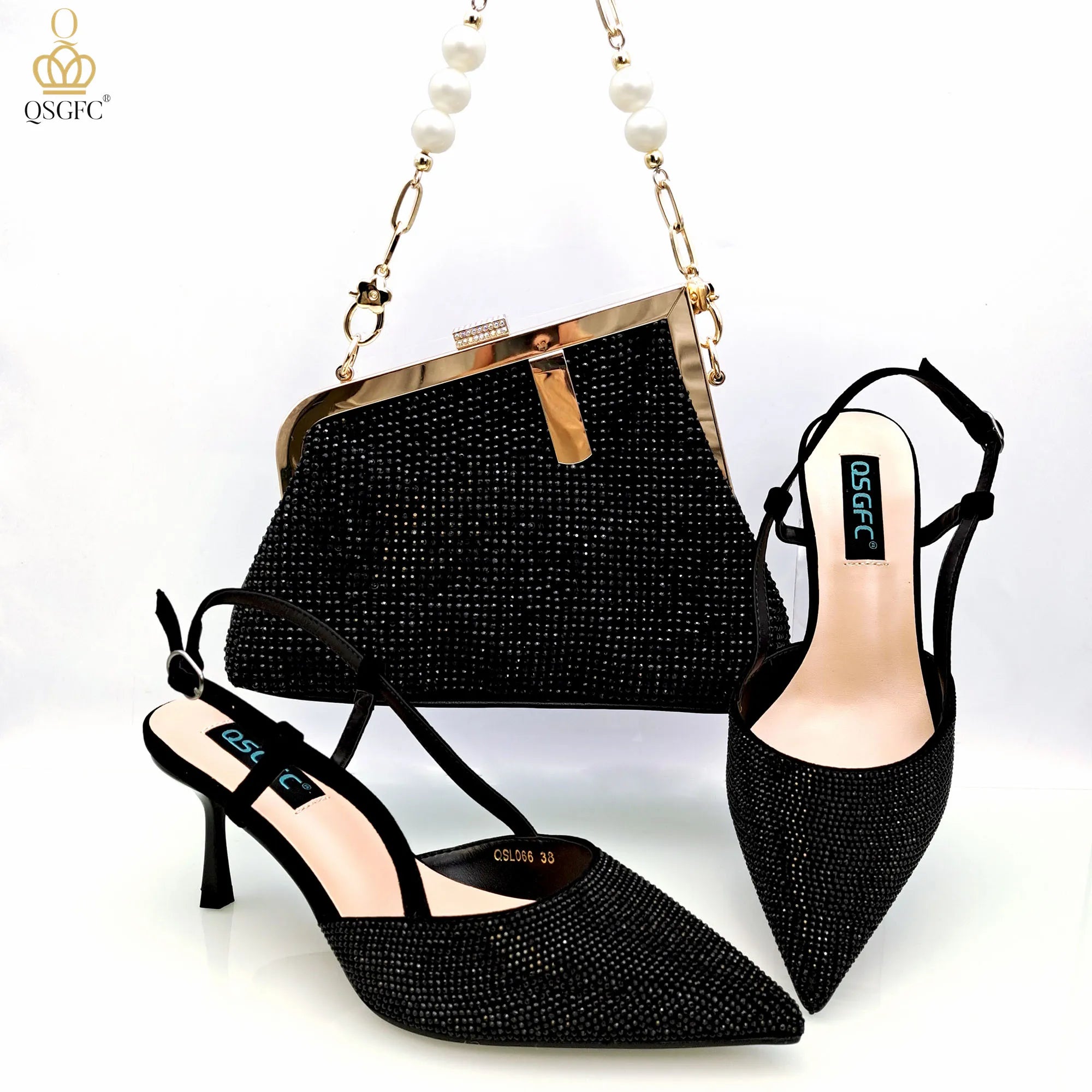 Shoulder Bag and Strap High Heels Set