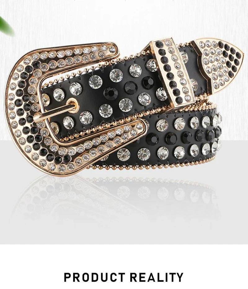 Gem Studded Western Style Fashion Buckle Belt