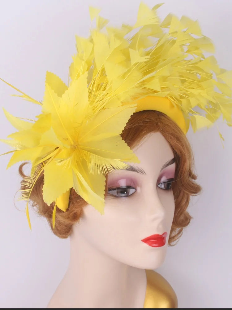 25cm Feather Floral Ribbon Fascinator Headband Kentucky Derby Cocktail Tea Party Hat