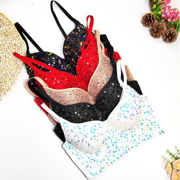 Sequined Glitter Bustier Crop Top & Beaded Stage Camisole