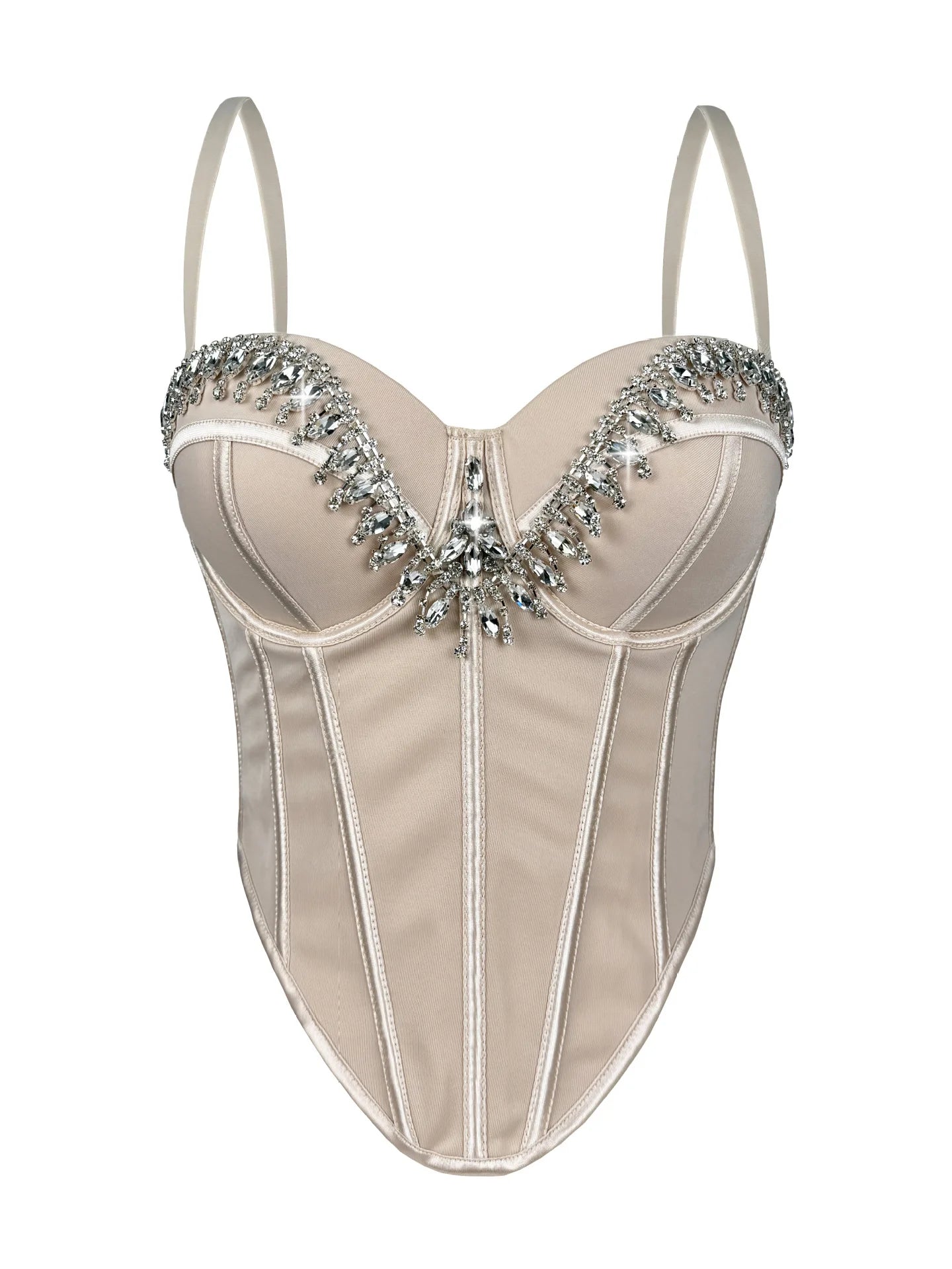 Rhinestone Embroidered Denim Bustier Corset Crop Top Stage Bralette