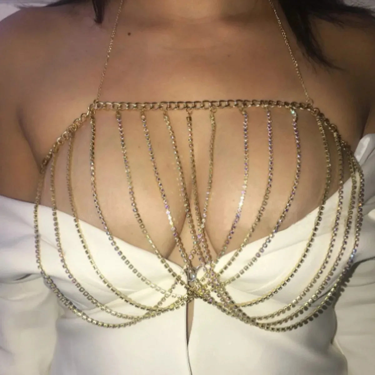Crystal Chest Wrap Bra Body Chain