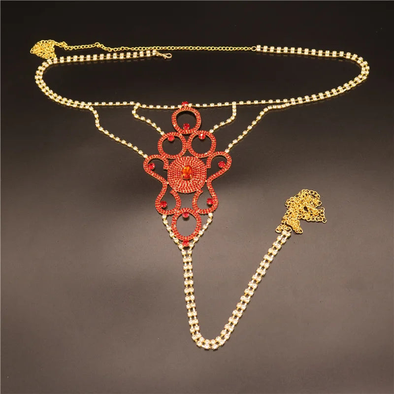 Crystal Bra & Thong Costume Chain Set